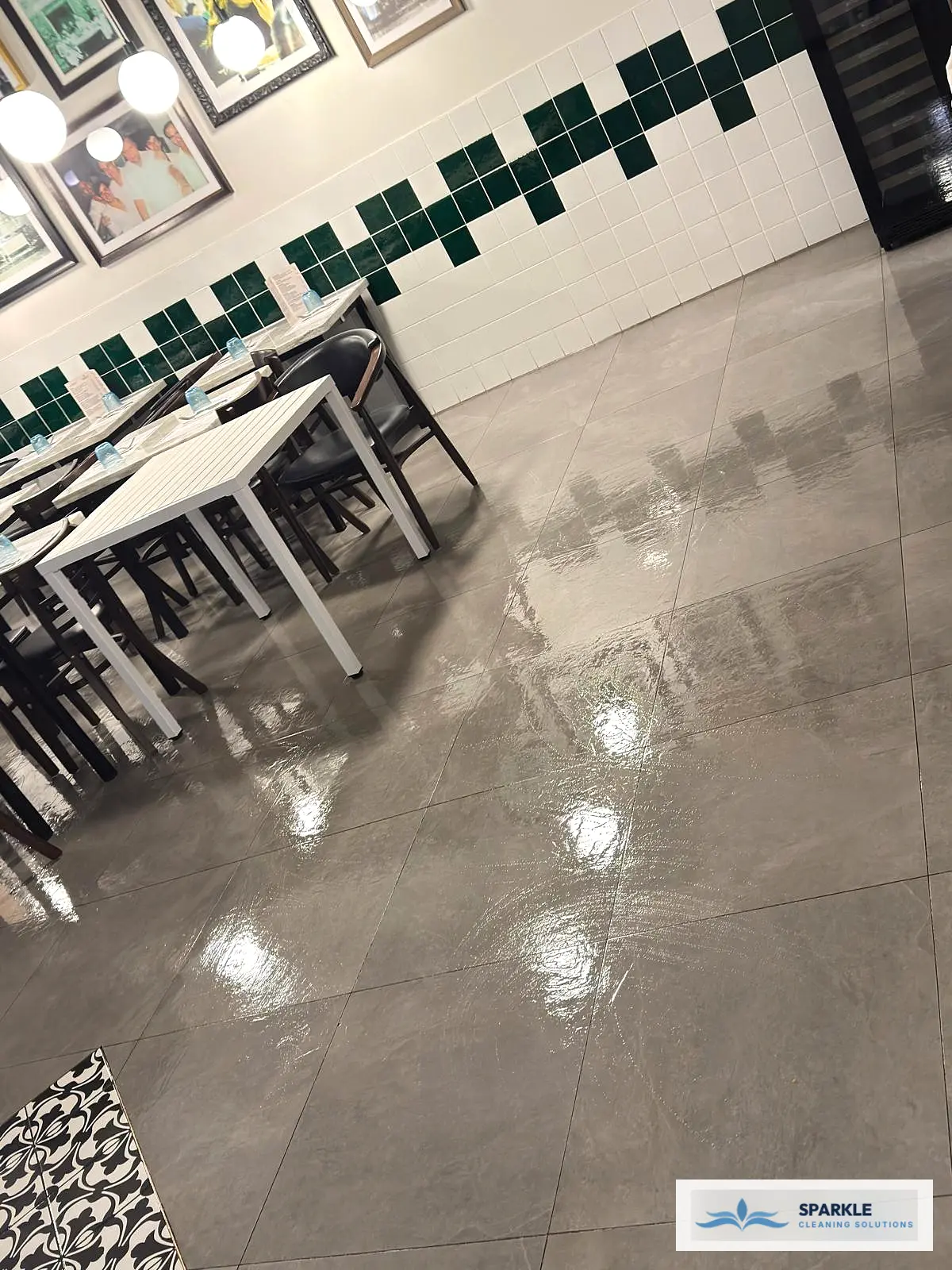 Polished commercial hard floor maintenance and sealing